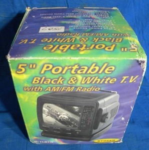Curtis 5 Portable Black and White TV with AMFM Radio