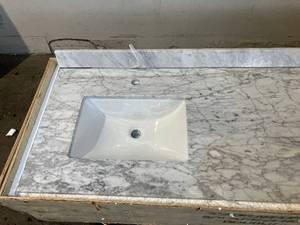 Carrara Marble 66 in. x 24 in. Double Vanity with White Basins for Single Hole Faucets