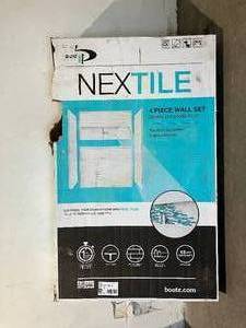 Nextile 60 in. W x 74 in. H x 30 in. D 4-Piece Direct-to-Stud Alcove Subway Tile Shower Wall Surround in White