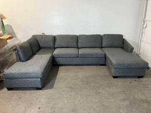 Harper & Bright Designs 116.9 in. W Flared Arm Polyester Modern Large U Shaped Sectional Sofa in Gray