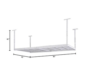 Husky Adjustable Height Overhead Ceiling Mount Garage Rack in White (42 in. H x 96 in. W x 32 in. D)