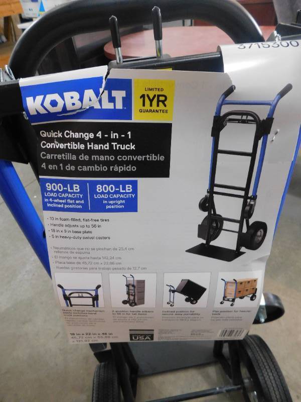 lot 109 image: Kobalt 4 n 1 Convertible Hand Truck