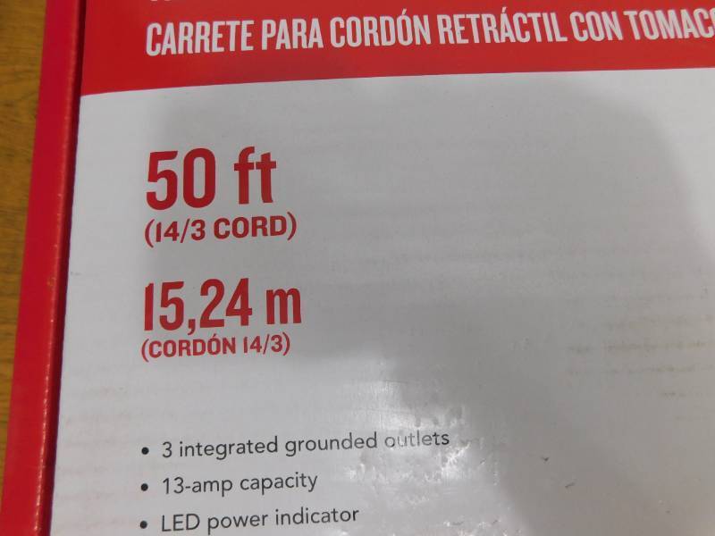 lot 122 image: 50 Ft Retractable Cord Reel