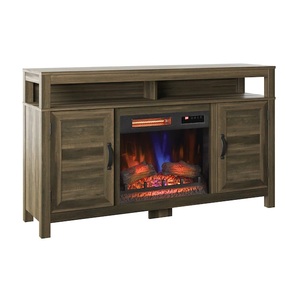 lot 7 image: allen  roth 59.5-in W Canyon Lake Pine TV Stand with Infrared Quartz Electric Fireplace