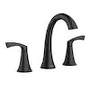 lot 15 image: MOEN Korek 8 in. Widespread Double Handle High-Arc Bathroom Faucet with Valve in Matte Black