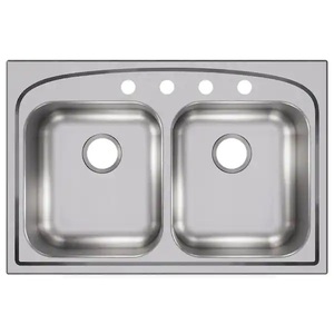 lot 31 image: Elkay Pergola Drop-In Stainless Steel 33 in. 4-Hole Double Bowl Kitchen Sink