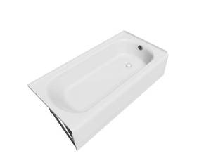 lot 33 image: Mansfield Pro-Fit Steel 30-in W x 60-in L White Porcelain Enameled Steel Rectangular Right Drain Alcove Soaking Bathtub