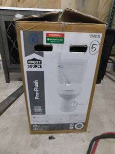 lot 5 image: Project Source Pro-Flush White Round Chair Height 2-piece WaterSense Toilet 12-in Rough-In Size