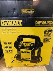 lot 90 image: DEWALT 1400 Peak Amp Portable Car Jump Starter with Digital Compressor