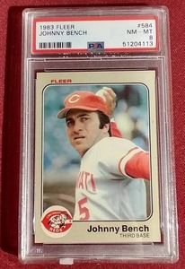 lot 20 image: 1983 Fleer Johnny Bench - PSA 8