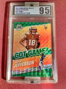 lot 54 image: Slabbed 2021 Panini Green Mosaic Prizm Justin Jefferson