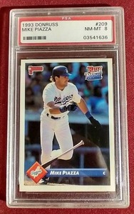 lot 62 image: 1993 Donruss Mike Piazza Rookie Card - PSA 8