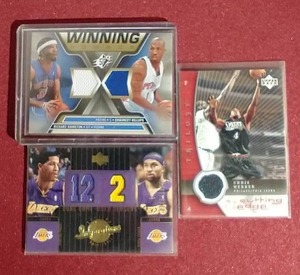 lot 72 image: (3) NBA Game-Used Jersey Cards