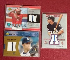 lot 91 image: (3) Baseball HOF Game-Used Jersey Cards