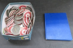 VINTAGE BUTTONS WITH A VINTAGE SPORTS BOOK