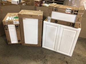 lot 15 image: Mix Lot of Various White Storage Cabinets, Customer return, Review all pictures