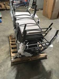 lot 21 image: Lot of 6 StyleWell Mix and Match Steel Stackable Sling Outdoor Chaise Lounge in Riverbed Taupe with Headrest Customer returns, Review all pictures