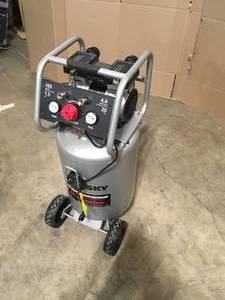 lot 31 image: Husky 20 Gal. Vertical Electric-Powered Silent Air Compressor, Customer return, Review all pictures