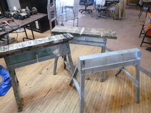 lot 23 image: 3 Foldable Saw Horses