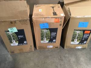 Hampton Bay 48K BTU Stainless Steel Patio Heater with Wheels, Lot of 3, Review all pictures