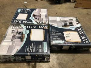 lot 5 image: Hampton Bay Avondale Shaker Alpine White Quick Assemble Plywood 36 in Sink Base Kitchen Cabinet (36 in W x 24 in D x 34.5 in H), Lot of 3, Review all pictures