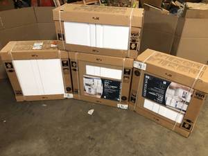lot 16 image: Mix lot of assorted White Cabinets, Various models and sizes, Review all pictures