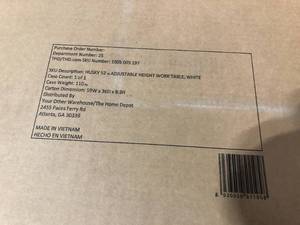 lot 30 image: Husky 52 in. Adjustable Height Work Table in White, Open Box, Review all pictures