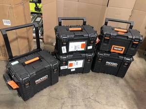 lot 40 image: Lot of Ridgid Storage Boxes, Open Boxes, Customer return, Review all pictures