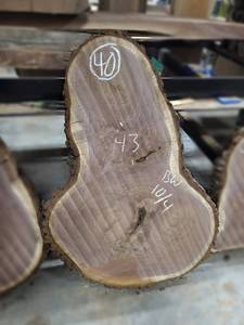 lot 40 image: BLACK WALNUT Live Edge Slice - Thickness 2-12 x 43 x 30 Max Width - Kiln Dried and Surfaced