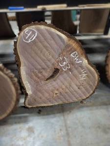 lot 41 image: BLACK WALNUT Live Edge Slice - Thickness 2-34 x 33 x 27 Max Width - Kiln Dried and Surfaced