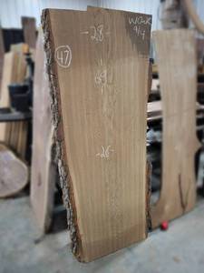 lot 47 image: WHITE OAK Live Edge Slab - Thickness 2-14 x 69 x 28 Max Width - Kiln Dried and Surfaced