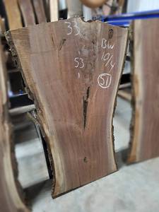 BLACK WALNUT Live Edge Slab - Thickness 2-12 x 53 x 33 Max Width - Kiln Dried and Surfaced