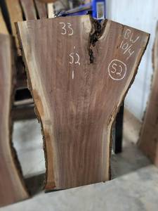 BLACK WALNUT Live Edge Slab - Thickness 2-12 x 52 x 33 Max Width - Kiln Dried and Surfaced