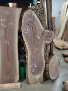 BLACK WALNUT Live Edge Slab - Thickness 2-14 x 67 x 29 Max Width - Kiln Dried and Surfaced