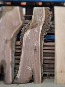 BLACK WALNUT Live Edge Slab - Thickness 2-14 x 76 x 25 Max Width - Kiln Dried and Surfaced
