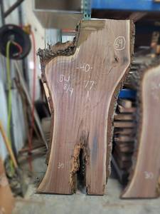 BLACK WALNUT Live Edge Slab - Thickness 2 x 77 x 40 Max Width - Kiln Dried and Surfaced