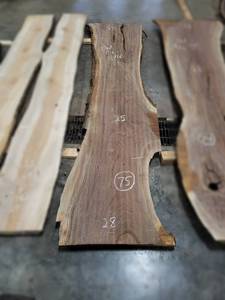 BLACK WALNUT Live Edge Slab - Thickness 2 x 116 x 28 Max Width - Kiln Dried and Surfaced