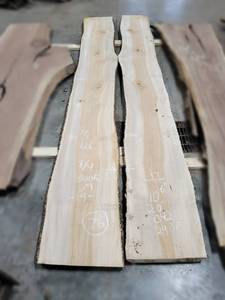 Book Match SYCAMORE Live Edge Slabs - Thickness 2 x 126 x 36 Width Max Combined - Kiln Dried and Surfaced