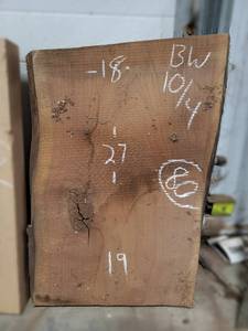 BLACK WALNUT Live Edge Slab - Thickness 2-12 x 27 x 19 Max Width - Kiln Dried and Surfaced