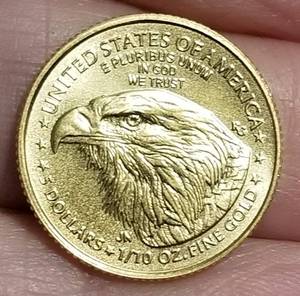 2021 US $5 AMERICAN GOLD EAGLE 110th TROY OZ FINE GOLD