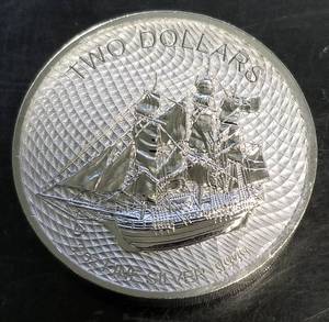 2020 COOK ISLAND SHIP BOUNTY 2 TROY OZ .9999 FINE SILVER