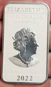2022 AUSTRALIA 1 TROY OZ .9999 FINE SILVER BAR