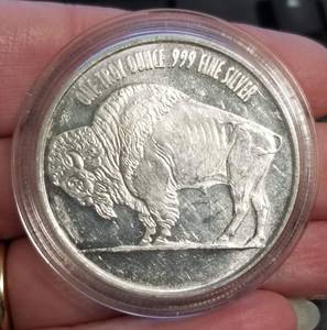 1 TROY OZ .999 FINE SILVER INDIAN BUFFALO ROUND