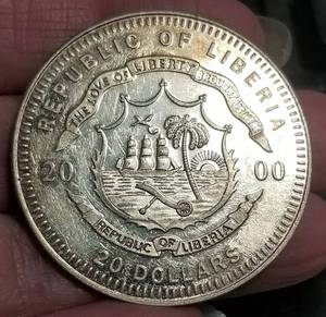 20 grams .999 FINE SILVER LIBERIA $20 SILVER ROUND