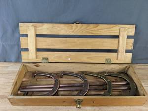 lot 113 image: Sportscraft Heritage Horseshoes Set with Wood Box B