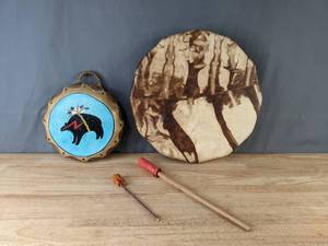 lot 118 image: Pair of Beautiful Native American Style Hand Drums B