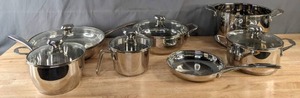 lot 102 image: Wolfgang Puck Stainless Steel Skillet, Pots, & Pans B