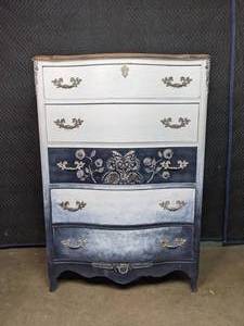 lot 133 image: Vintage Ombre Painted Five-Drawer Chest of Drawers  B
