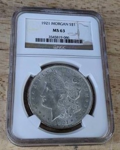 lot 3 image: NGC 1921 Morgan Silver Dollar Coin MS63 B