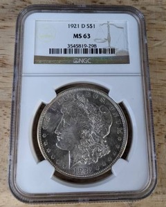 lot 4 image: NGC 1921 Silver Dollar Coin MS63 B